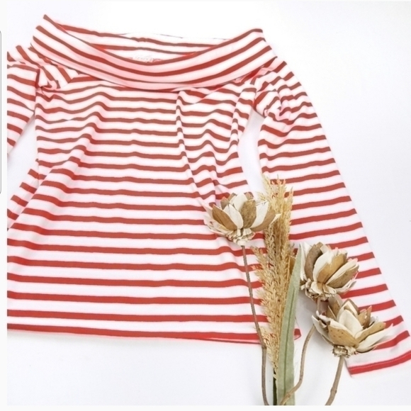 J Crew Red Stripe Cowl Off Shoulder Top S - Picture 6 of 8